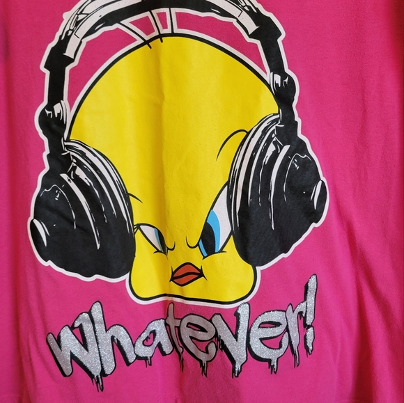 Looney Tunes branded. Tweety "WHATEVER" Pink t-shirt women's plus 3X - Picture 2 of 9